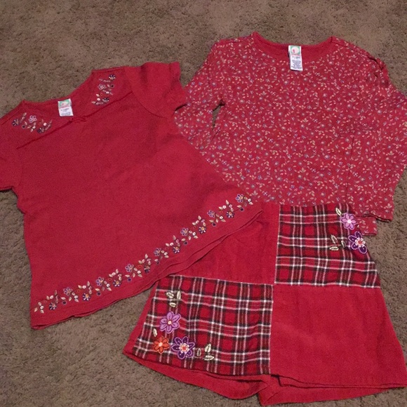 3pc VintageGymboree Mad About Plaid skirt & tops Sz 6